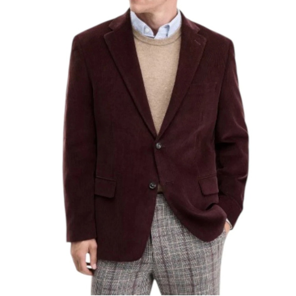 Tommy Hilfiger Mens Modern fit Corduroy Sport Coat Blazer 48R Brown Chestnut